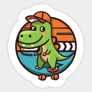 Kawaii dinosaur wearing a hat cartoon Sticker